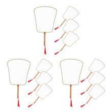 12Pcs White Silk Bamboo Folding Fan Blank Round for DIY Painting Art