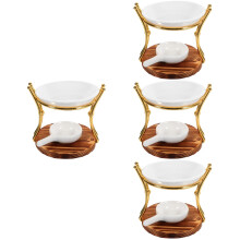 4Sets Ceramic Wooden Wax Warmer Tealight Essential Oil Burner