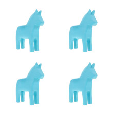 4Pcs Blue Solid Wood Horse Ornaments DIY Painting Nordic Home Decor