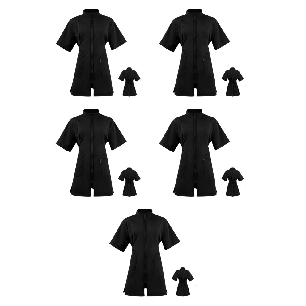 5Pcs Black Fiber Pet Grooming Smocks Workwear With Pockets For Wearing 3701027360418