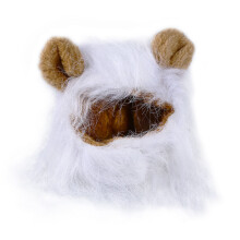 White Lion Mane Cat Hat Soft Polyester Wig for Pets Dress Up