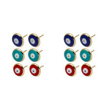 6Pairs Evil Eye Ear Studs for Women Assorted Color Copper Earring Gift