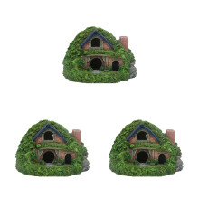 3Pcs Green Resin Aquarium House Fish Hideout Small Shelter Decoration