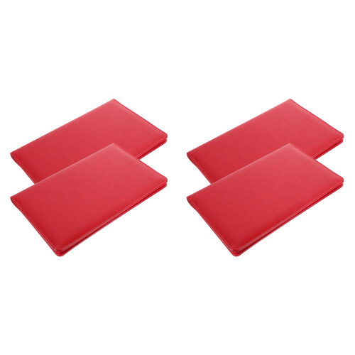 4Pcs Red PU Multi-Function Clipboards, Paper File Organizer for Work