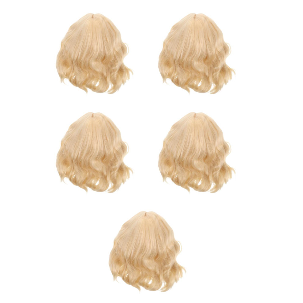 Iplusmile Unisex Golden 5Pcs Short Synthetic Curly Wigs Trendy Party Wigs For Women
