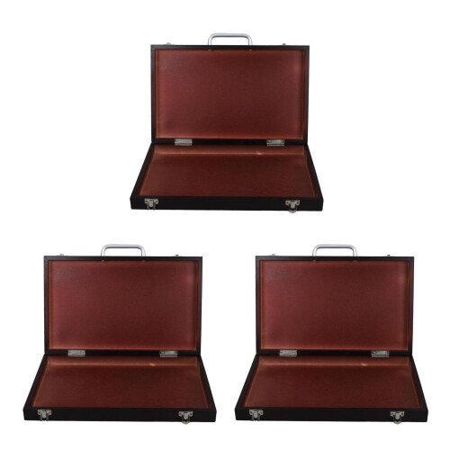 3Pcs Durable Walnut Wood Portable Paint Organizer with Brush Holder