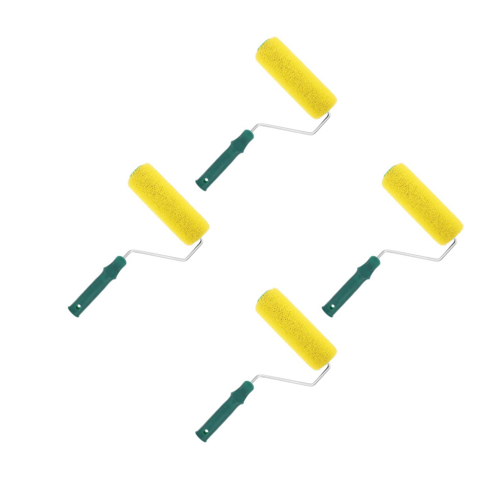 4Pcs Efficient Textured Paint Rollers Yellow Abs Sponge For Walls 3703116067963
