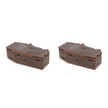 2Pcs Black Wood Coffin Candy Box with Lid Halloween Party Decor Tray