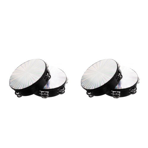 4Pièces Tambourines À Main Percussion Bois Métal Son Clair