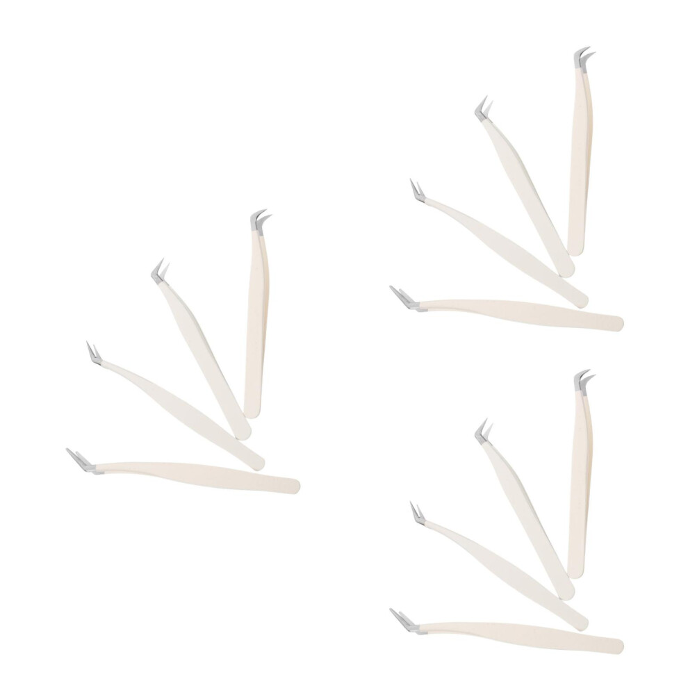 Solustre 3Sets Volume Lash Tweezers Fiber Tip Eyelash Tools For Makeup Use