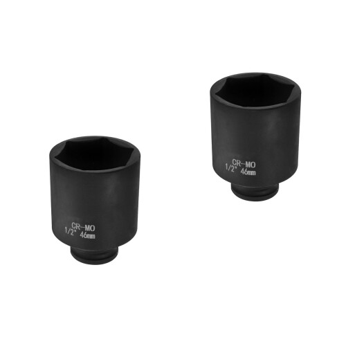 2Pièces Douilles Impact Profondes 50Mm Acier 45# Noir Auto