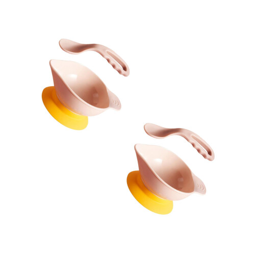 2Ensembles Bols Silicone Rose Pour Premiers Repas Bébé