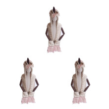 3Pièces Foulard Chapeau Rose Laine Tricotée Pour Enfants