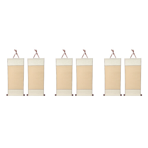 6Pcs Smooth Writing Blank Hanging Scrolls for Bedroom Wall Decoration