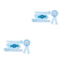 4Pcs Maternity Belly Belt with Blue Flower Sash and Daddy to Be Badge