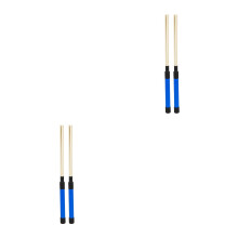 2Pairs Blue Wooden Drum Brushes Durable Percussion Drumsticks for Jazz