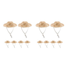 20Pcs Bamboo Mini Doll Hats Beige Handwoven Straw Sombreros