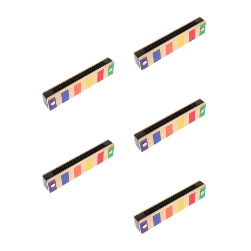 5Pièces Harmonica Bois Enfants Débutants Facile Apprentissage 2
