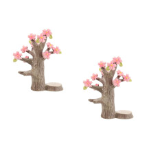 2Pièces Ornements Créatifs Résine Arbre Pêcher Marron Décor