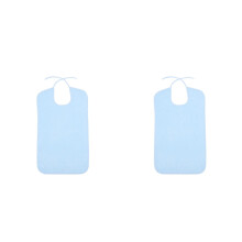 2Pcs Blue Waterproof Adult Bibs Adjustable Eating Aprons for Elderly