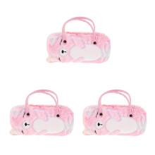 3Pcs Plush Hard Shell Eyeglass Case Cute Bear Design Portable Storage