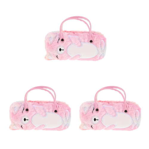 3Pcs Plush Hard Shell Eyeglass Case Cute Bear Design Portable Storage