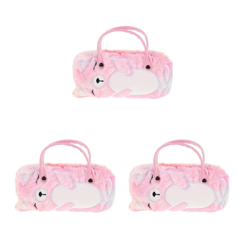 Artibetter 3Pcs Plush Hard Shell Eyeglass Case Cute Bear Design Portable Storage