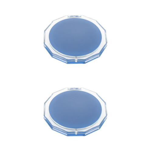 2Pcs Portable Blue Foldable Pocket Mirrors Double-Sided Makeup Travel