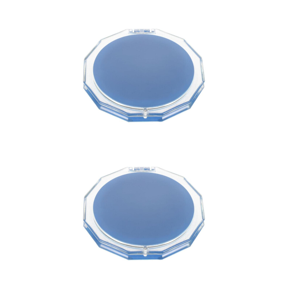 Solustre Blue 2Pcs Portable Foldable Pocket Mirrors Double-Sided Makeup Travel