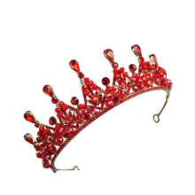 1Pc Red Rhinestone Bridal Crown Elegant Lightweight Wedding Headwear