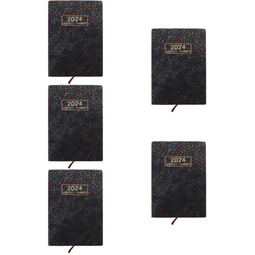 5Pcs Convenient Black Paper Note Books Portable Planner Notepad