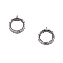 2Pcs Grey Rhinestone DIY Crystal Pendant Living Memory Locket
