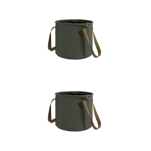 2Pcs Collapsible Bucket Green PVC Lightweight Foldable Water Container