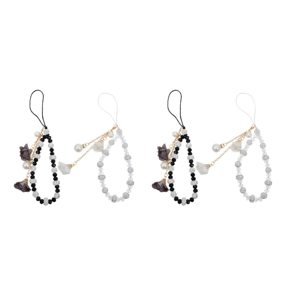 4Pcs Crystal Beaded Phone Rope Alloy Material Decorative Lanyards 3703348624682