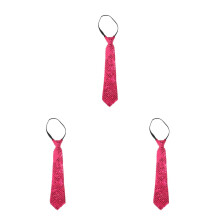3Pcs Rosy Sparkly Tie Polyester Sequin Necktie Perfect for Party Stage