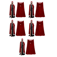 5Pcs Multi Santa Claus Velvet Hooded Cloak Christmas Costume Cape