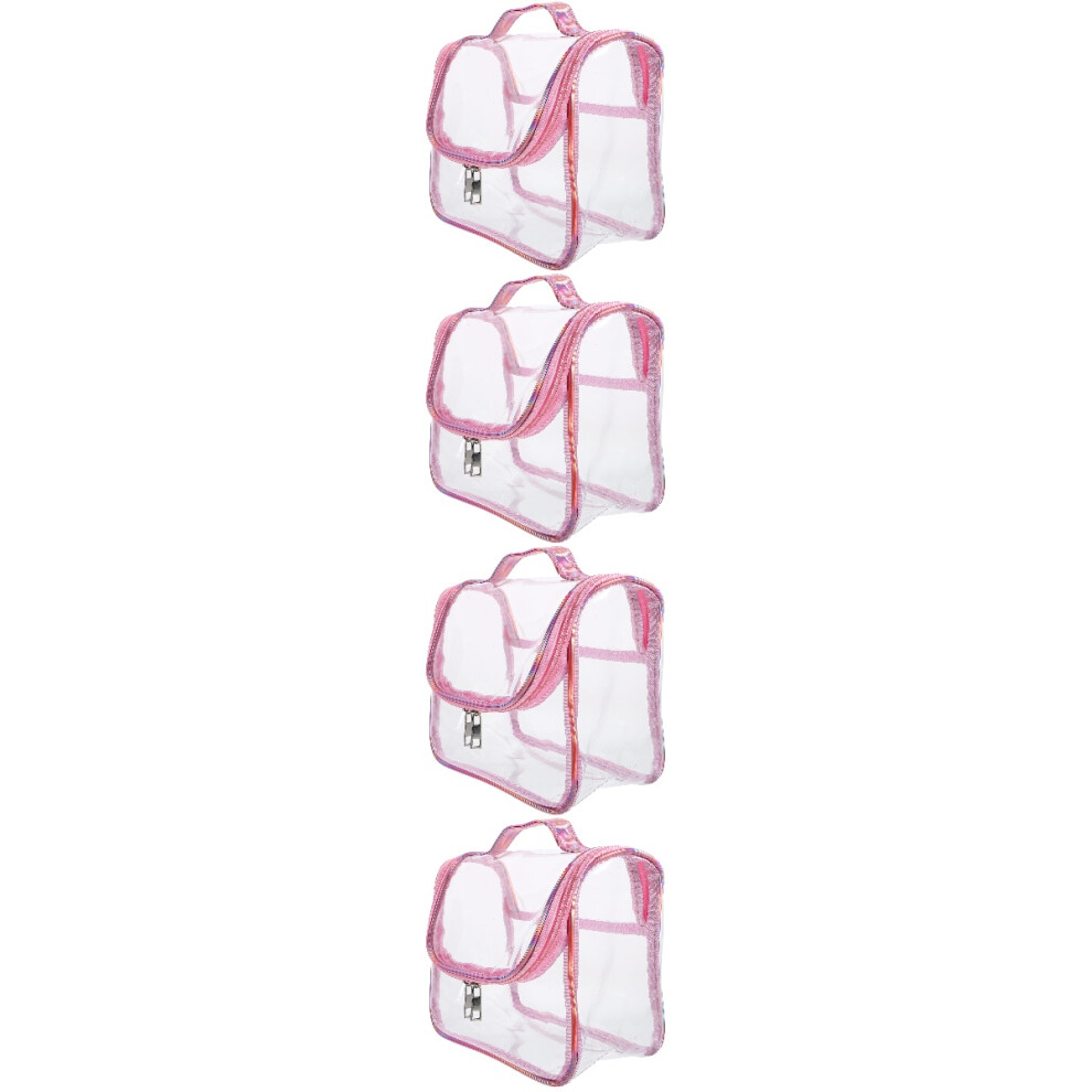 Iplusmile Pink 4Pcs Pvc Travel Cosmetic Bag Portable Handheld Waterproof Makeup