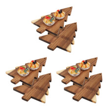 6Pcs Light Brown Wooden Christmas Charcuterie Boards for Food Serving