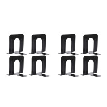 4Pairs Anti-Rust Black Metal Bookends for Table Bookshelf Organization