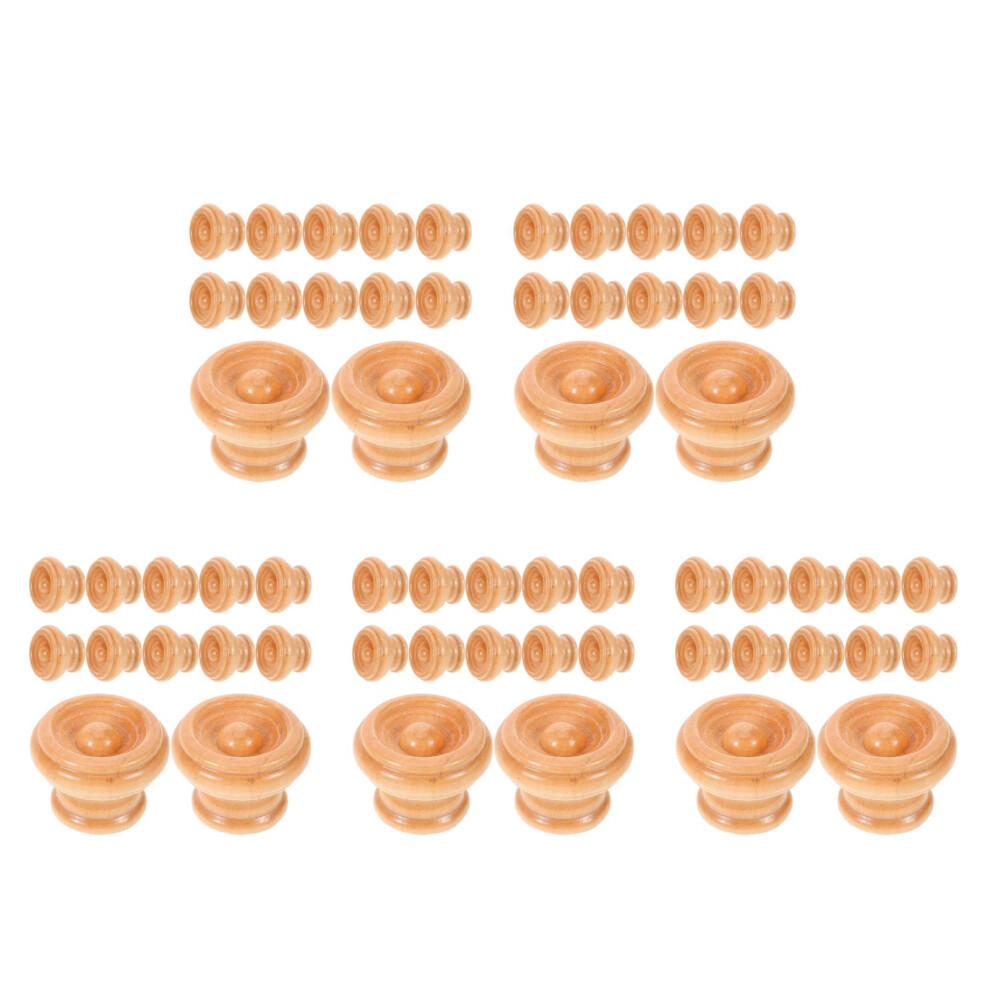 60Sets Wood Round Cabinet Pulls Smooth Finish Handles For Drawers 3703348635800