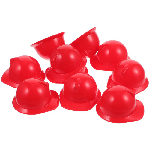 20Pcs Red Plastic Mini Realistic Doll Hard Hat Decor 2