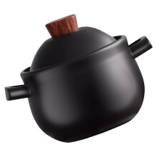 Zwarte Keramische Stoofpot Met Houten Handvat Voor Huis Koken