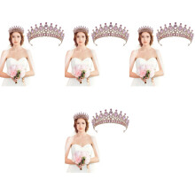 4Pcs Lightweight Pink Alloy Tiara Hairbands for Bridal Party Girls