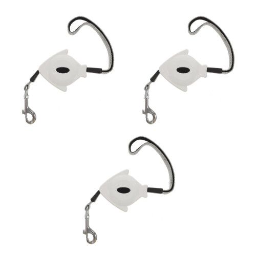 3Pcs Reflective White Dog Walking Leads Retractable Safety Lock System