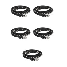 5Pcs Black PU Studded Punk Waist Belt Women Adjustable