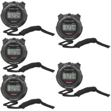 5Pcs Professional Black Digital Timer Sports Stopwatch for Fitness
