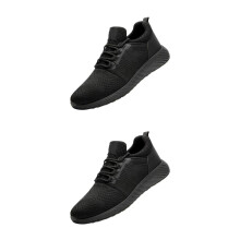 2Pcs Simple Breathable Work Shoes Lightweight Safety Shoes Men Black