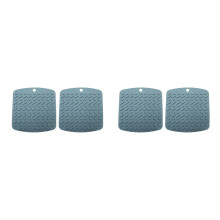 4Pcs Blue Silicone Heat Resistant Mats Non-Slip Pot Holders Kitchen
