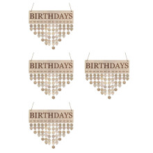 4Pièces Calendrier En Bois DIY Beige Rappel Anniversaires Et Fêtes