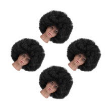 4Pcs Black Afro Curly Wigs Heat-Resistant Synthetic for Cosplay Party